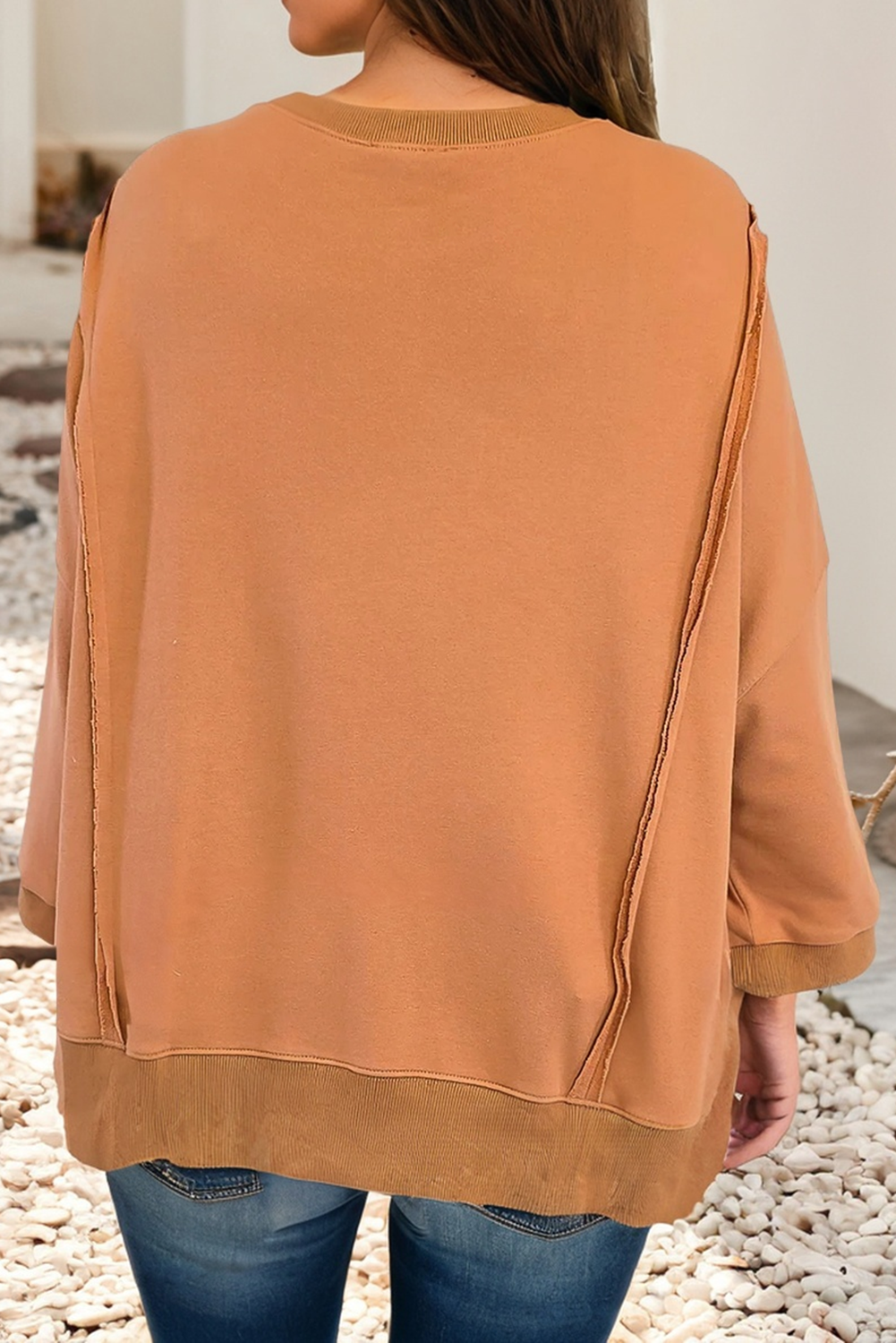 LDC Bow Patched Slit Exposed Seam Patchwork Baggy Sweatshirt