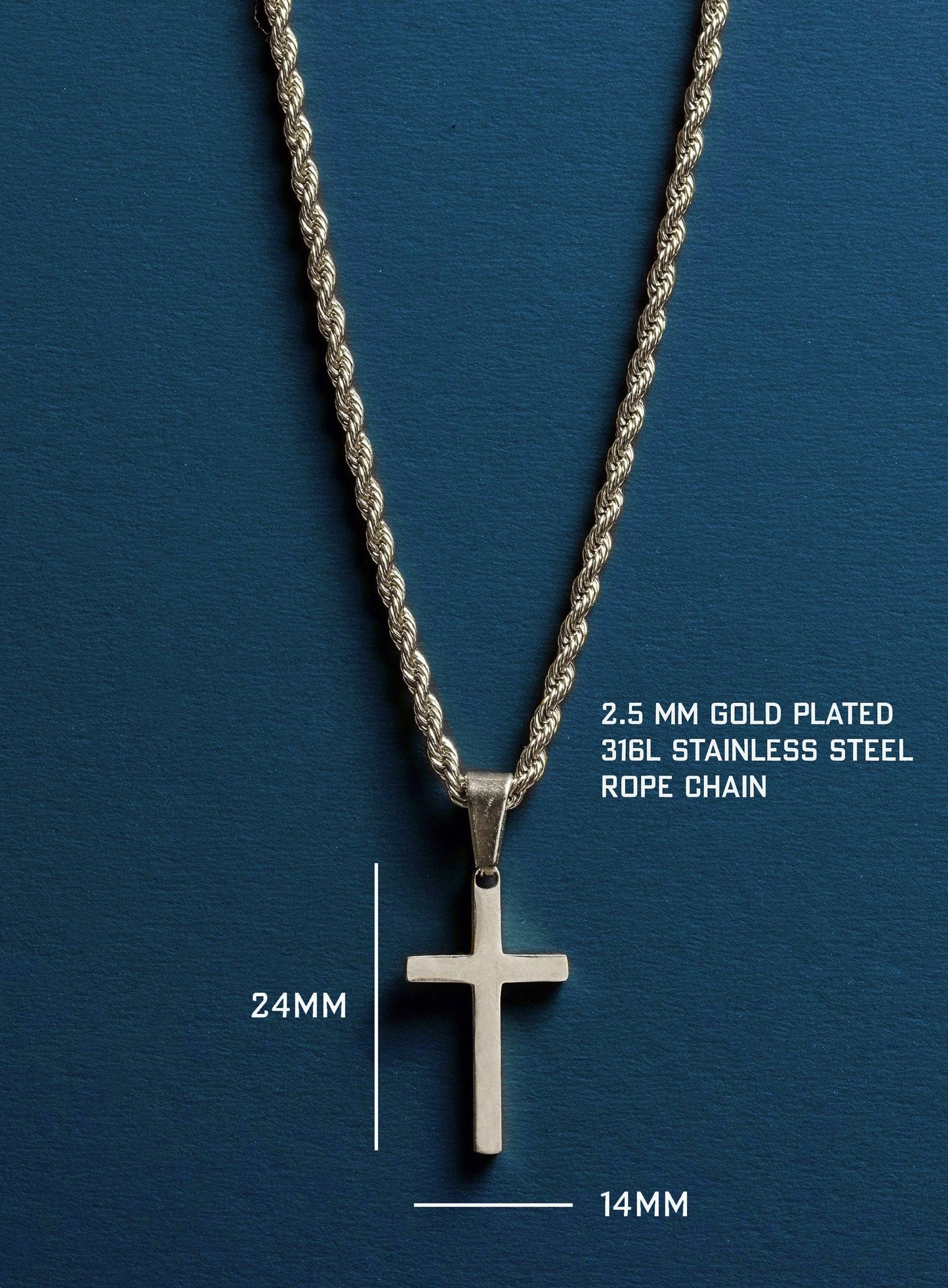 Waterproof Medium Silver Cross Pendant for Men