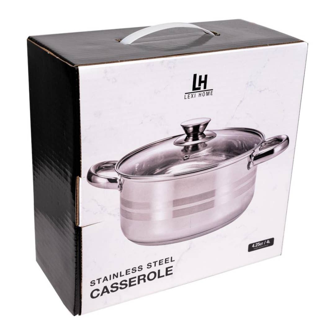 4.25 Qt. Matte & Polished Stripes Stainless Steel Dutch Oven