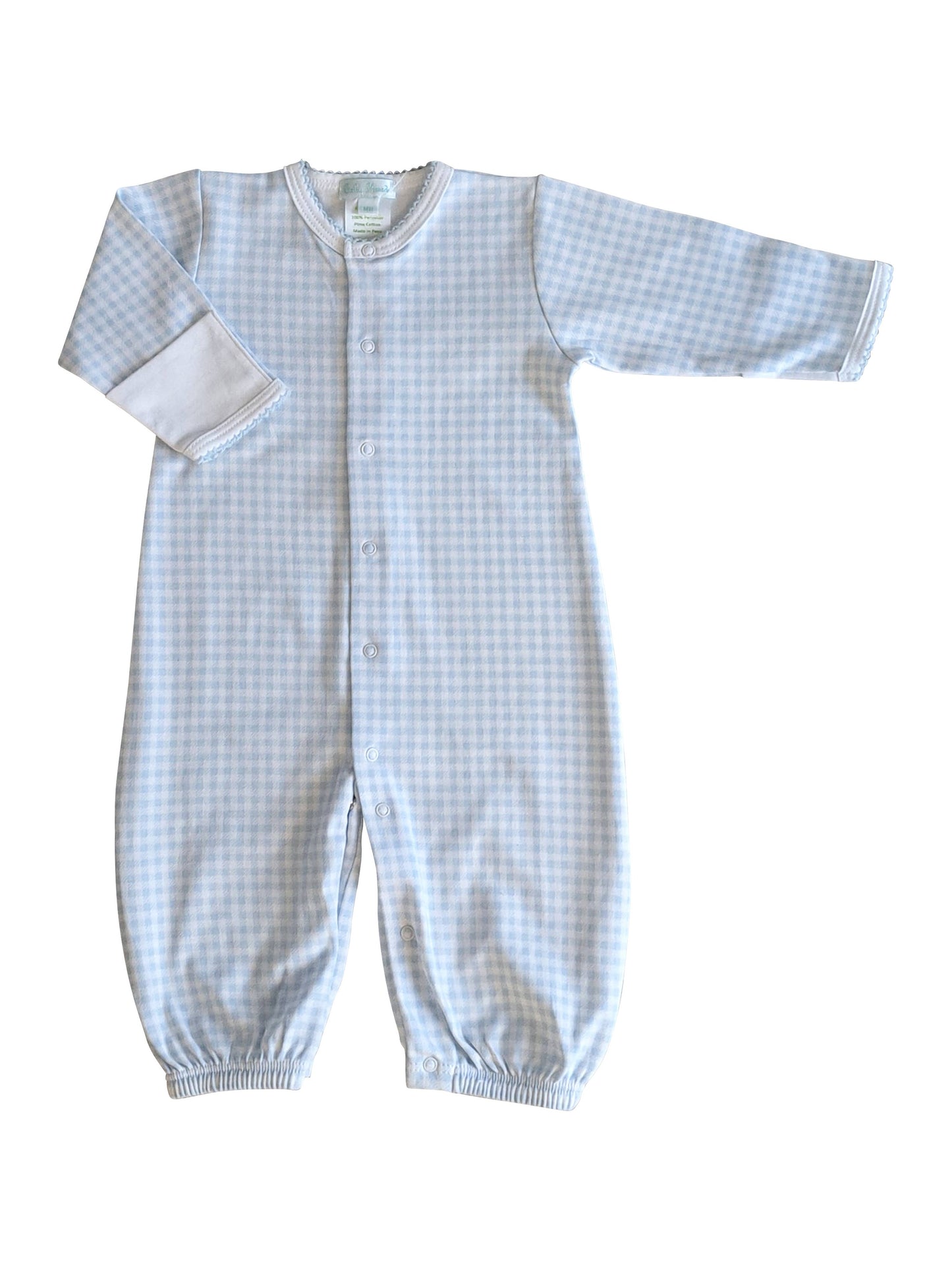 Baby Boy's "Blue Checks" Pima Cotton Converter Gown