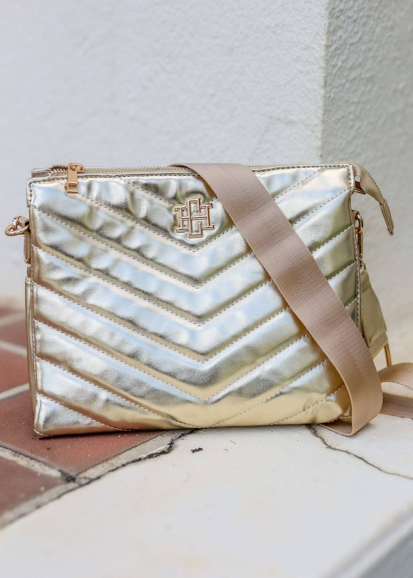 Ariana Quilted Crossbody 24K GOLD