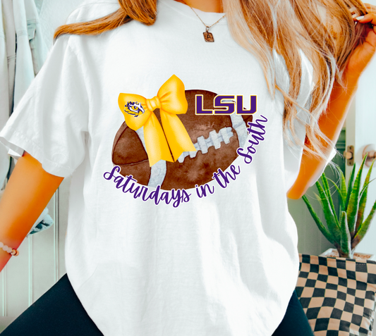 LSU Tigers Football Coquette Graphic Tee