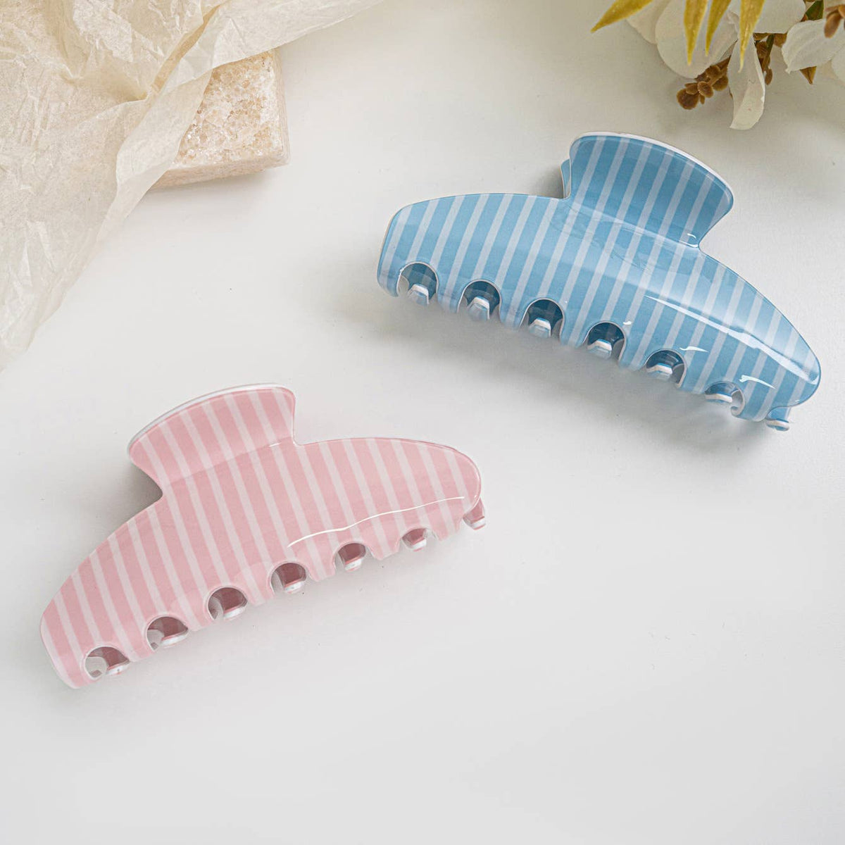 Bright Pastel Vertical Stripe Hair Claw Clip