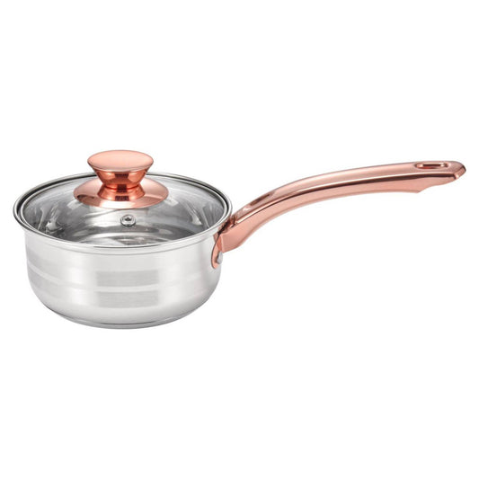 Chic Matte Stainless Steel Sauce Pans with Polished Stripes