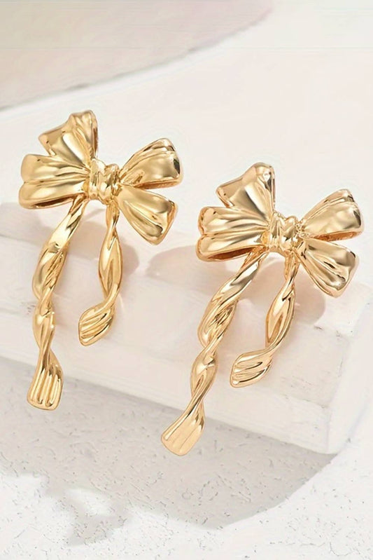 Gold Plated Bow Alloy Stud Earrings