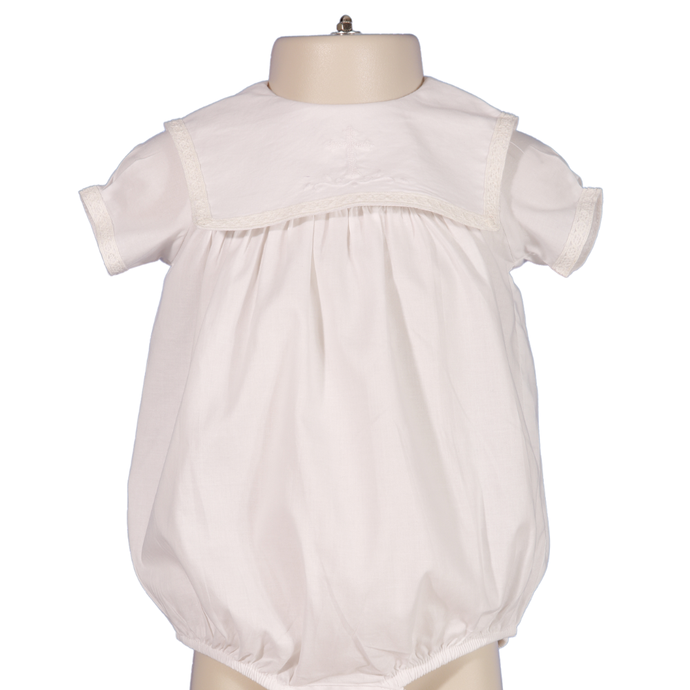 Cross Embroidered White Bubble