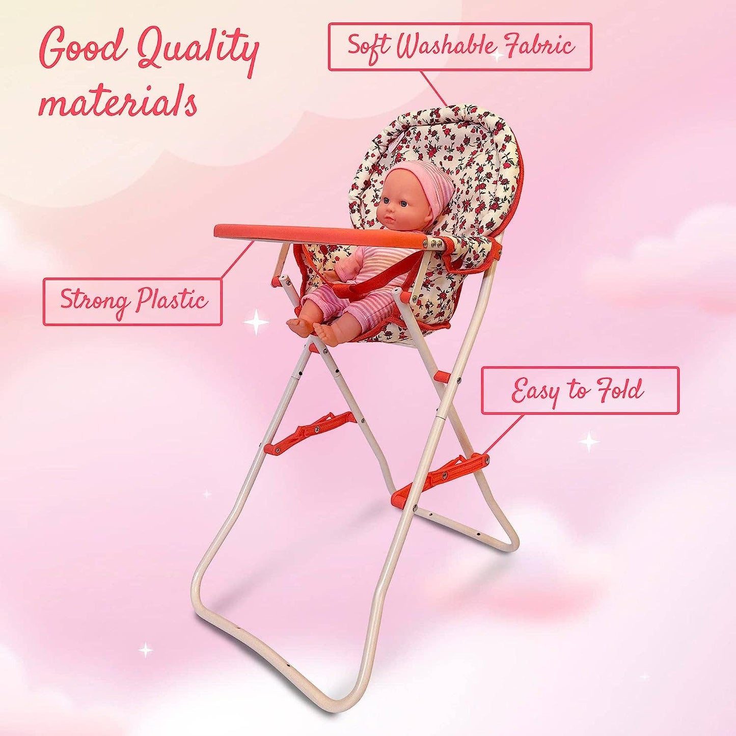 18" Doll High Chair Pink