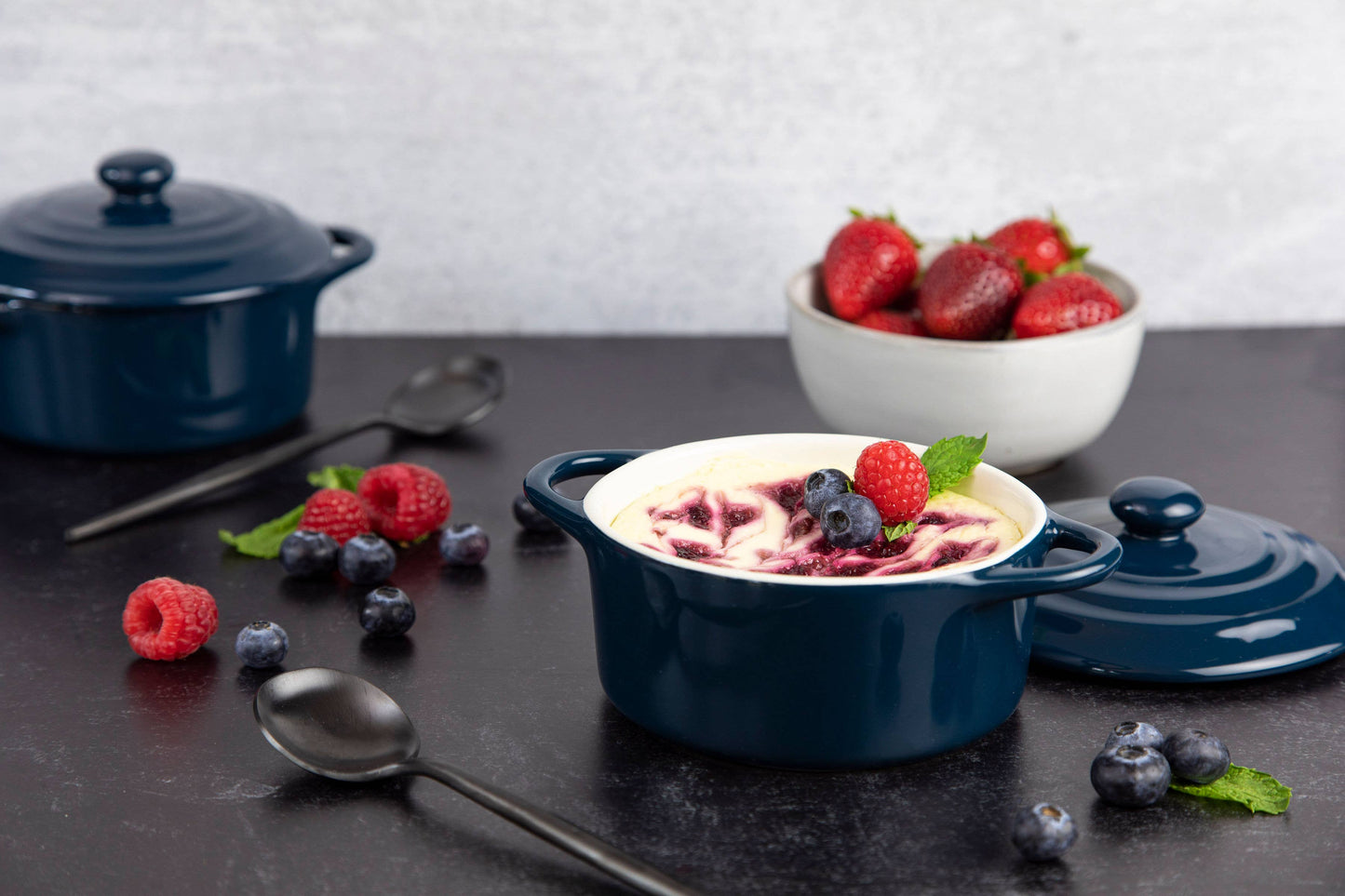 Kook Mini Casserole Dishes & Lids, Ceramic, 12 oz