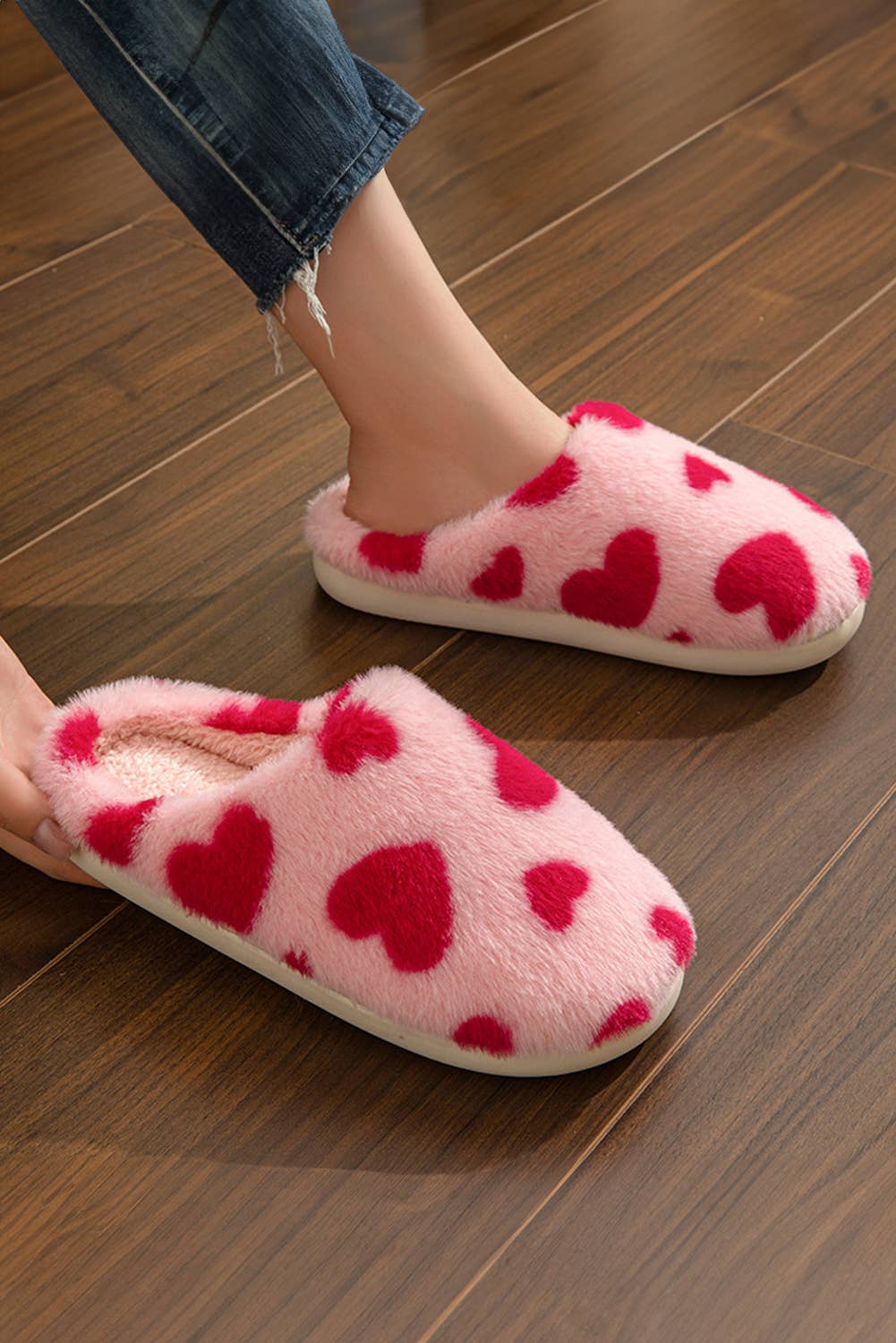 Valentines Heart Plush Slippers