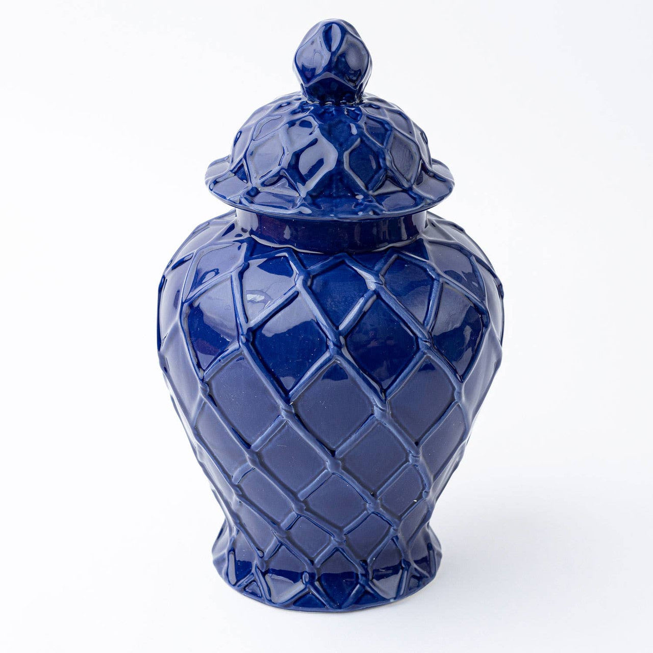 XL Textured Navy Ginger Jar