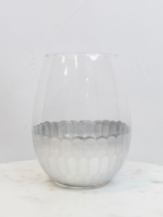 Stemless Glass With Silver Bottom