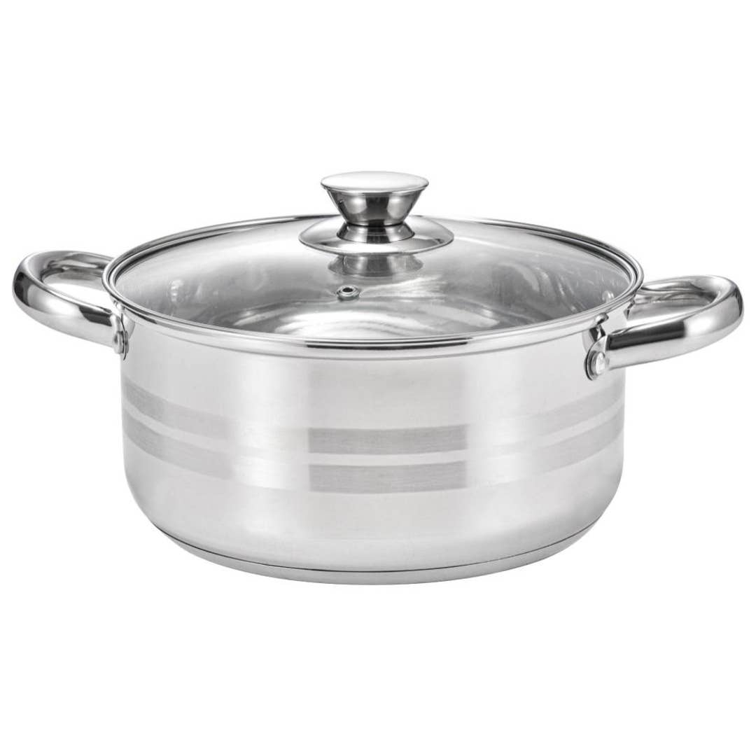 4.25 Qt. Matte & Polished Stripes Stainless Steel Dutch Oven