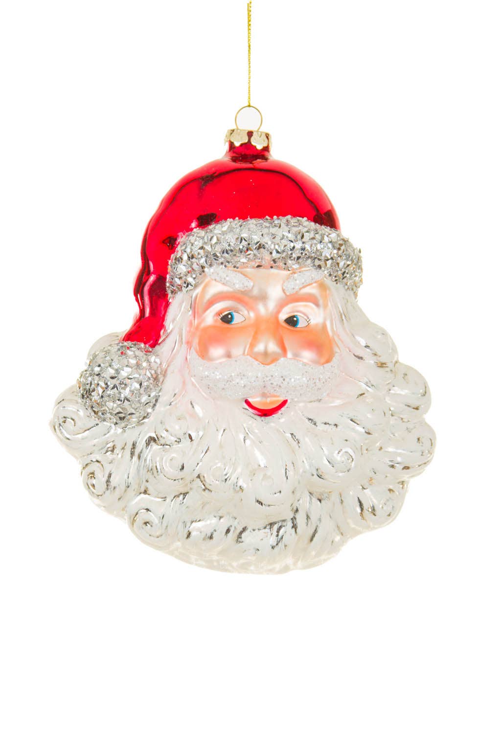 Red/Silver Jolly Santa Ornament