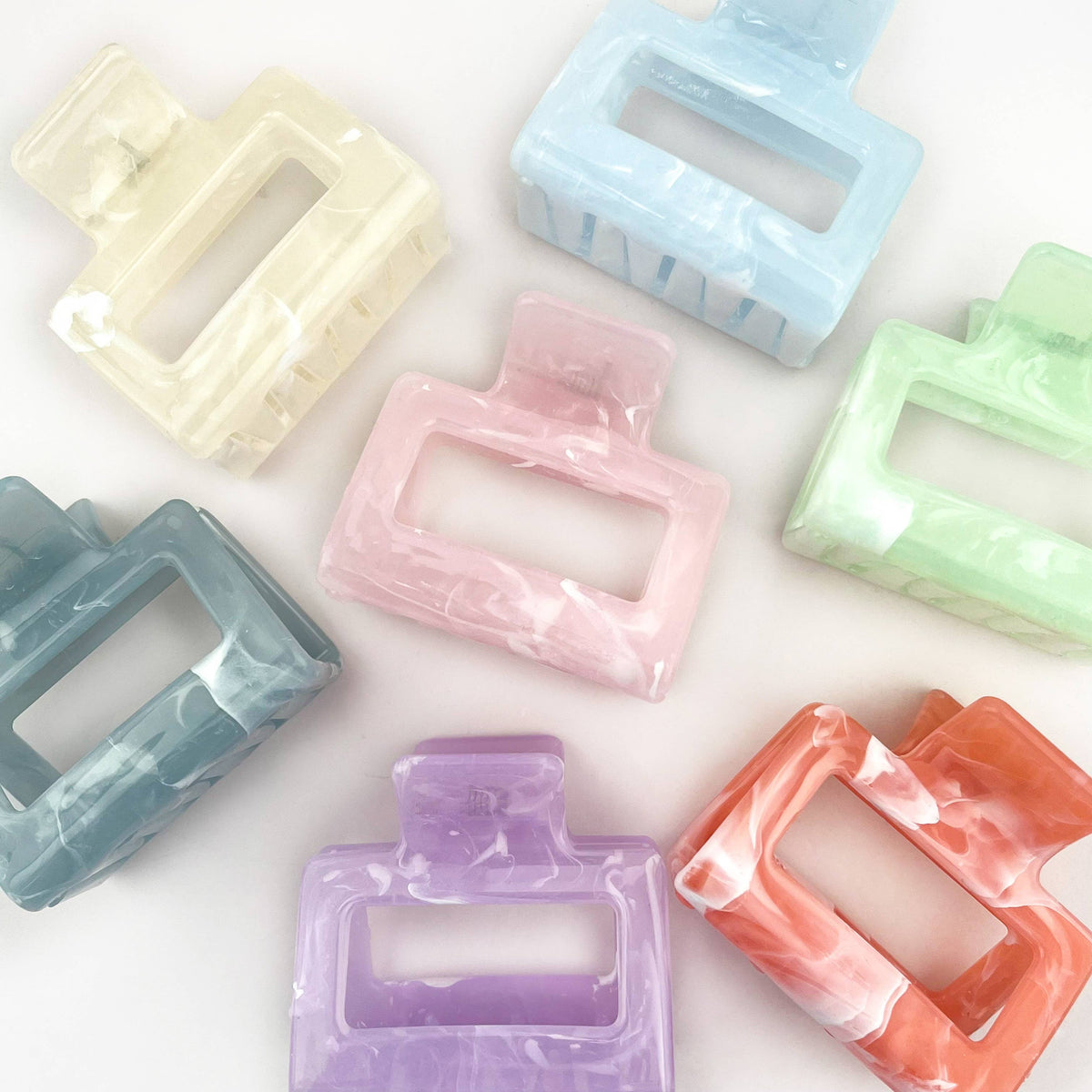 Marble Pattern Square Clip, Classic Hair Clip