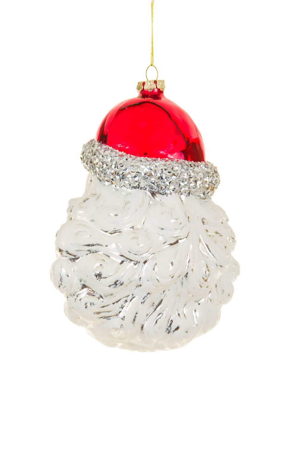 Red/Silver Jolly Santa Ornament