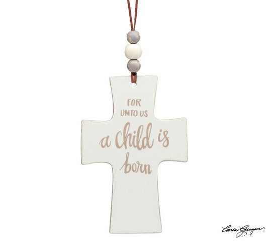Raised Cross Ornament with Saying