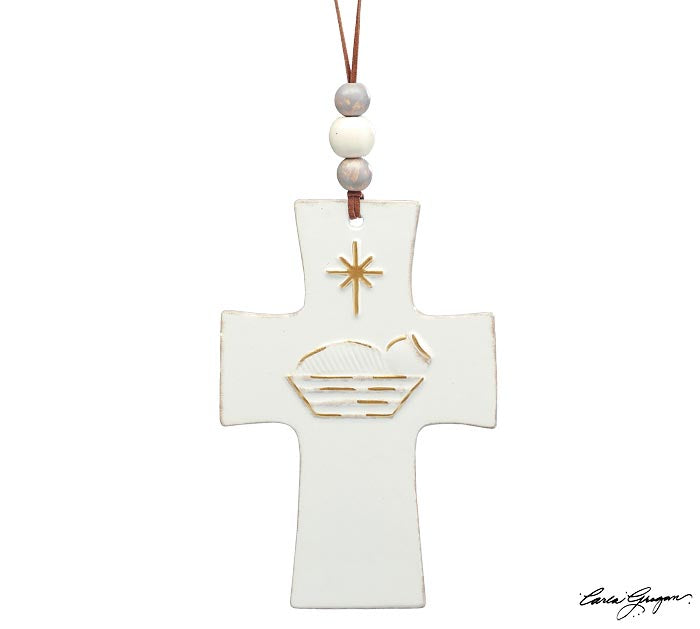 Raised Cross Ornament with Saying