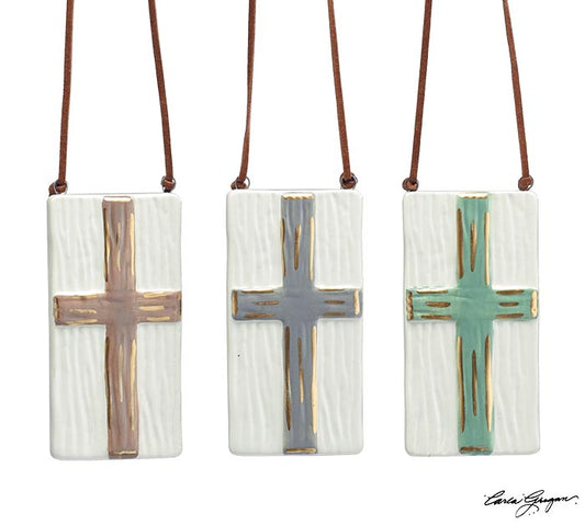 Raised Grey Cross Ornament