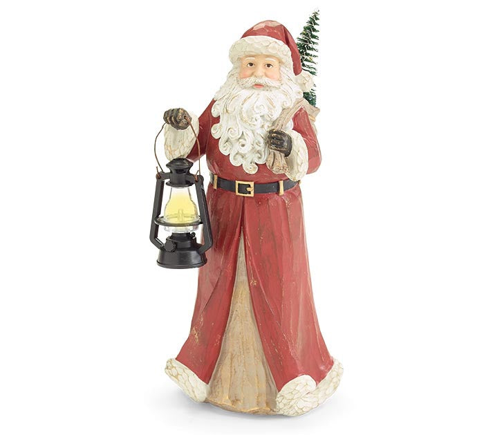 Santa Figurine with Light Up Lantern
