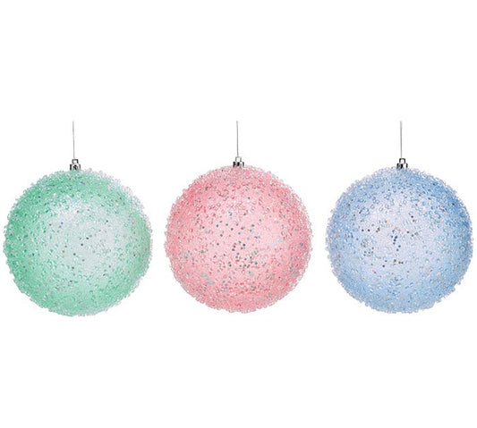 Round Beaded Glitter Plastic Ornament - Large