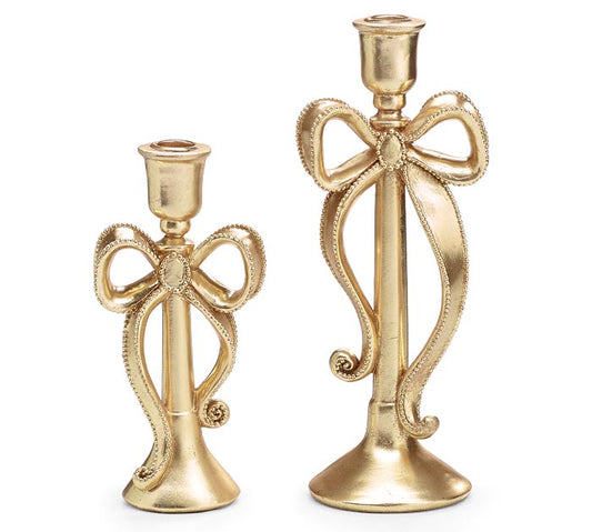 Gold Candleholders with Bow