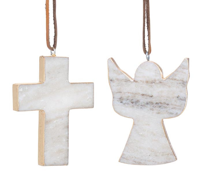 Marble Cross or Angel Ornament