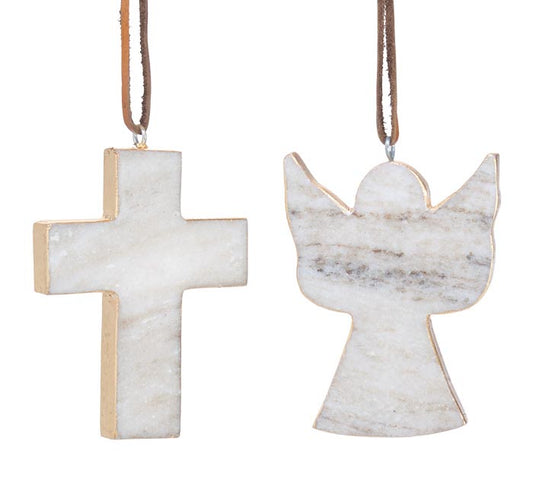 Marble Cross or Angel Ornament