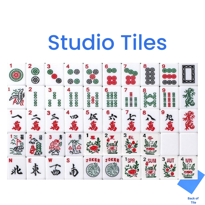 Mahjong Bundle – American Mahjong Tile Set (166 Tiles) 2-Color Blue, Studio Tiles