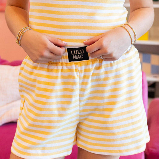 Lulu Mac Yellow Stripe Society Shorts