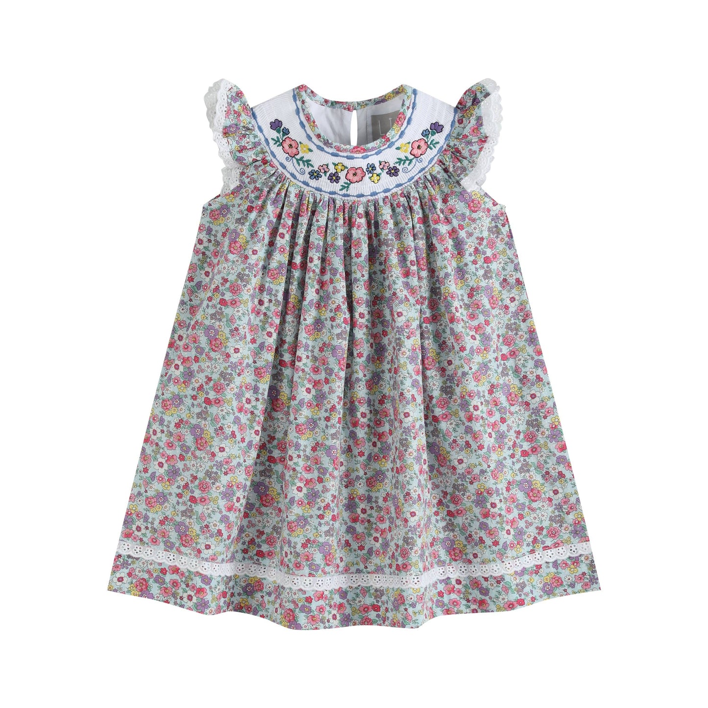 Floral Print Smocked Bishop Dress