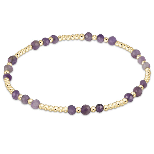 E Newton Gemstone Gold Joy Pattern 3mm Bead Bracelet - Amethyst