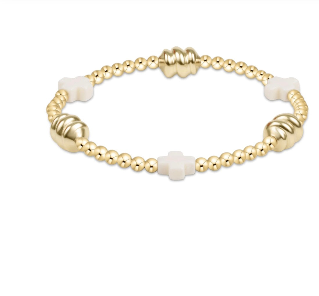 Enewton signature cross off-white & admire gold 3mm bracelet