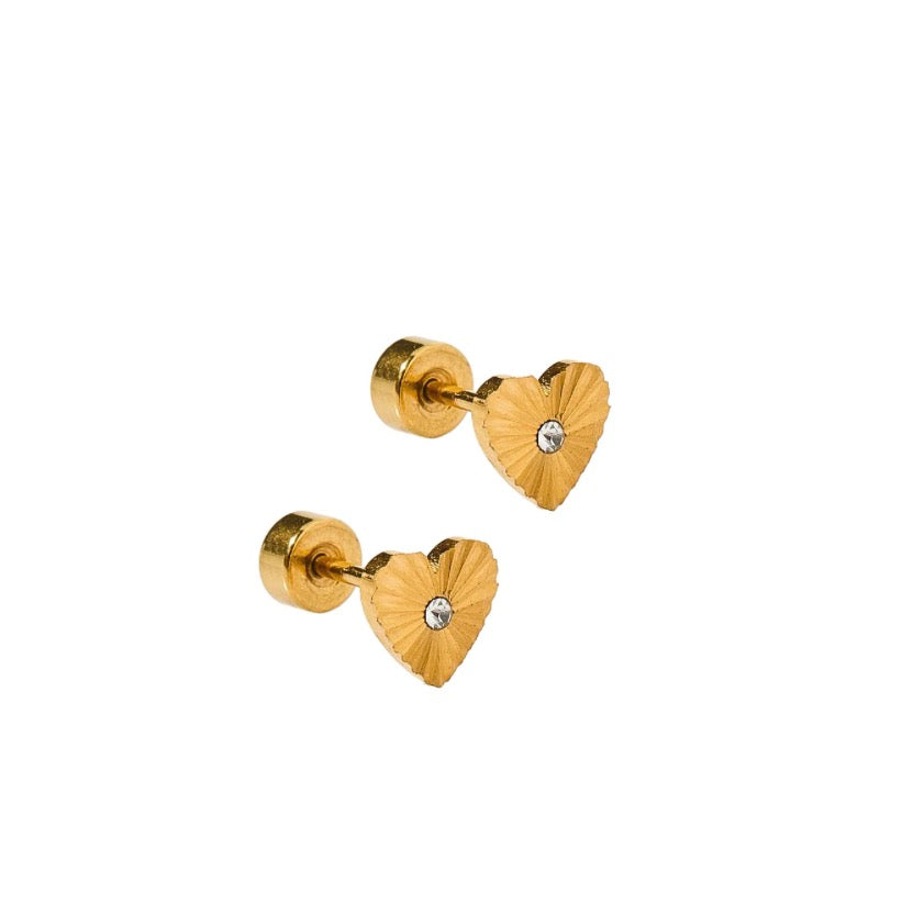 Screwback Stud Earrings - Andrea Heart