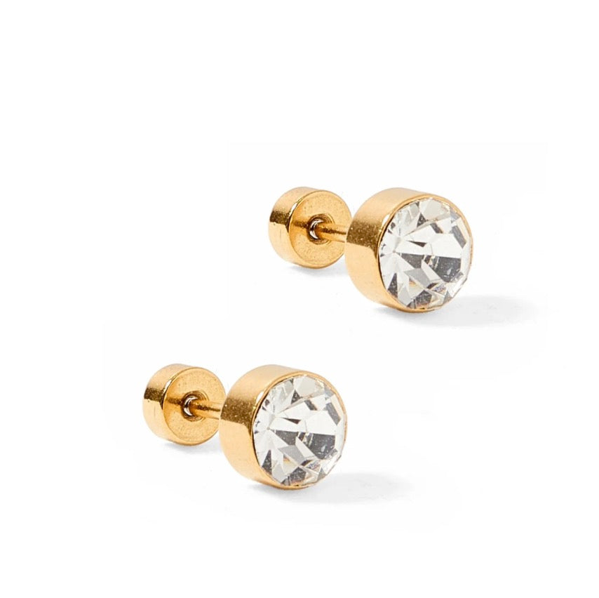 Screwback Stud Earrings - Juliet Clear 5mm