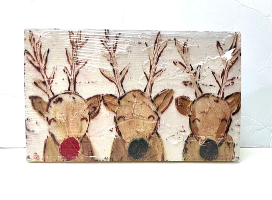 10" Reindeer Friends Wood Block