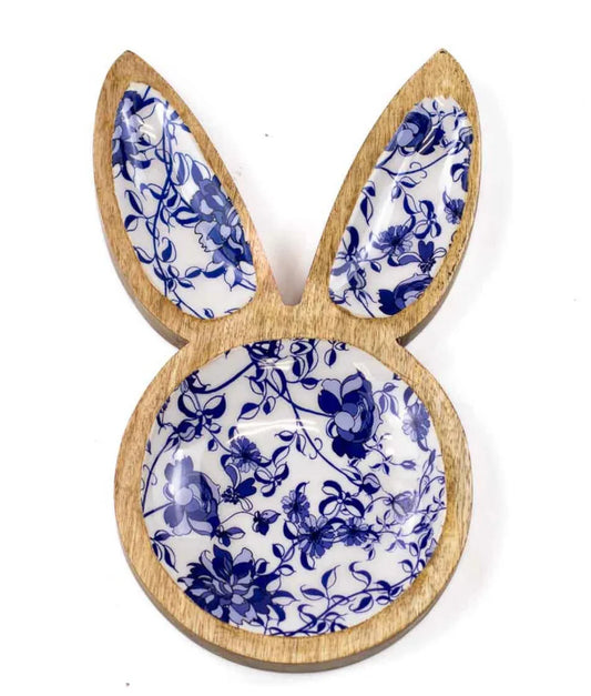 Blue & White Bunny Serving Tray