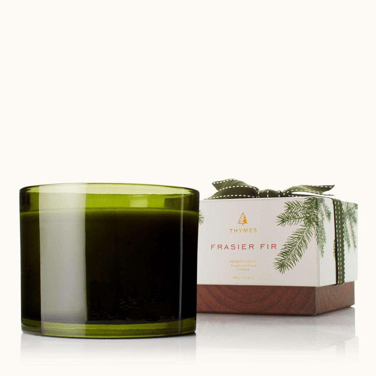 Frasier Fir 17 oz poured candle, 3-wick, green