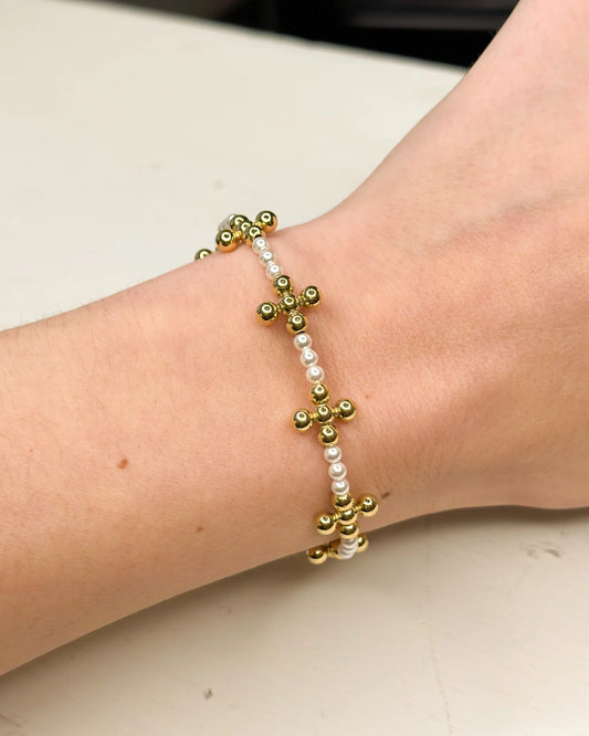 Enewton Signature Cross Sincerity Pattern Pearl 3MM Bead Bracelet