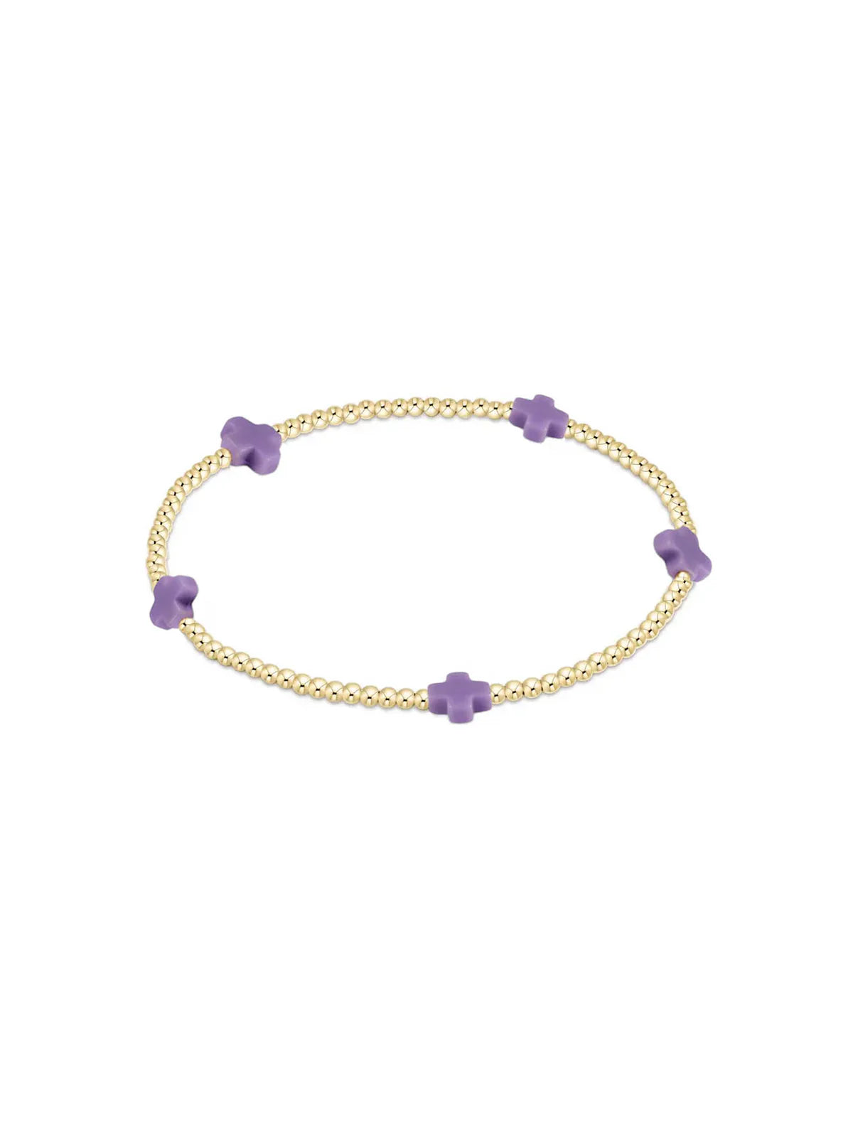 Enewton Signature Cross Small Gold Pattern 2mm Bead Bracelet-Purple