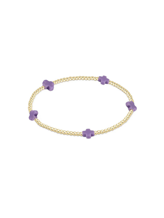 Enewton Signature Cross Small Gold Pattern 2mm Bead Bracelet-Purple
