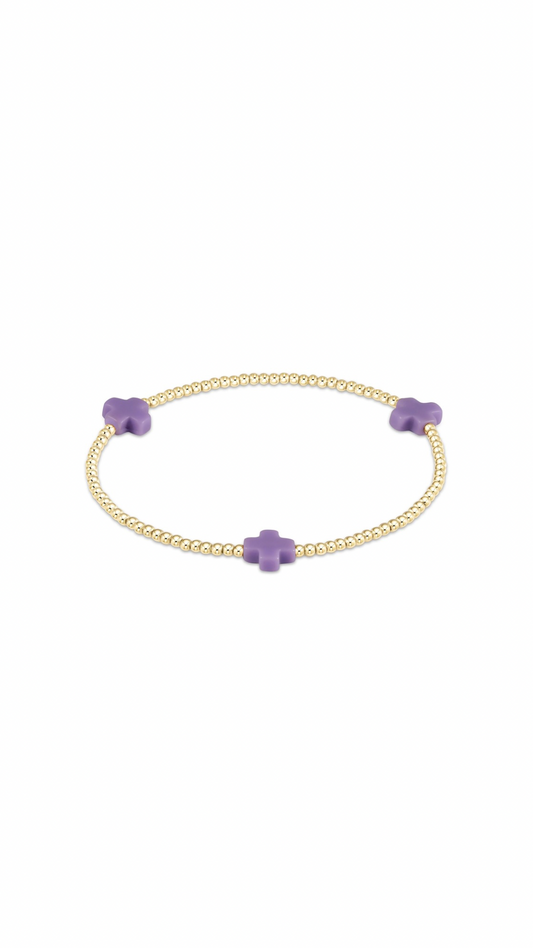 Enewton Signature Cross Gold Pattern 3mm Bead Bracelet-Purple