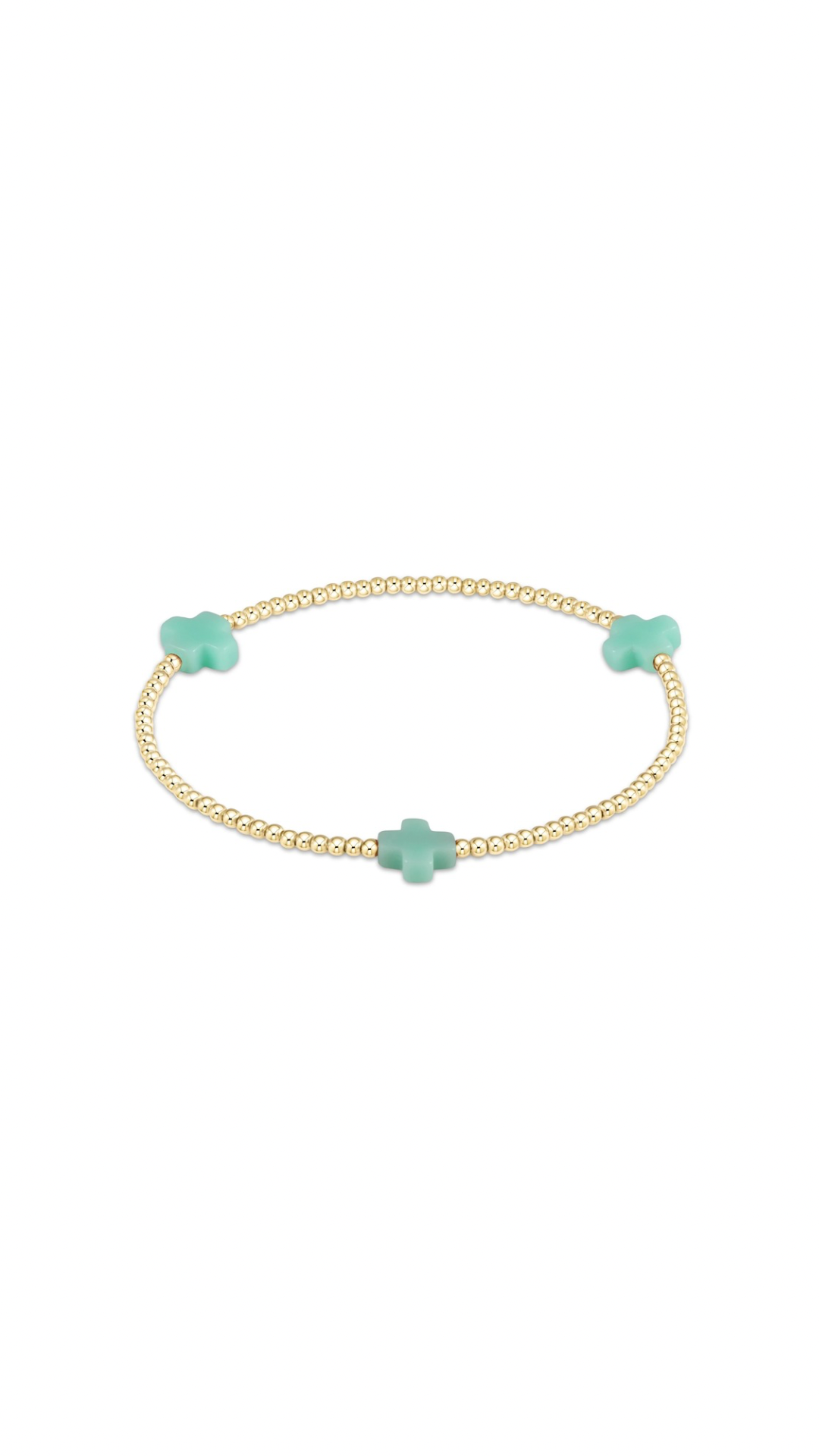 Enewton Signature Cross Gold Pattern 3mm Bead Bracelet-Mint