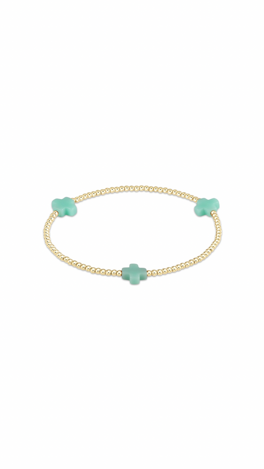 Enewton Signature Cross Gold Pattern 3mm Bead Bracelet-Mint