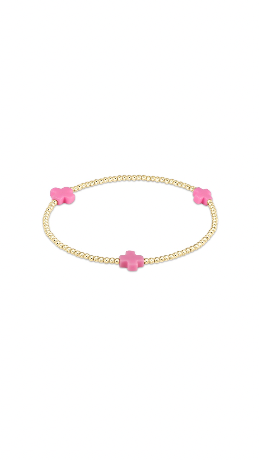 Enewton Signature Cross Gold Pattern 3mm Bead Bracelet-Bright Pink