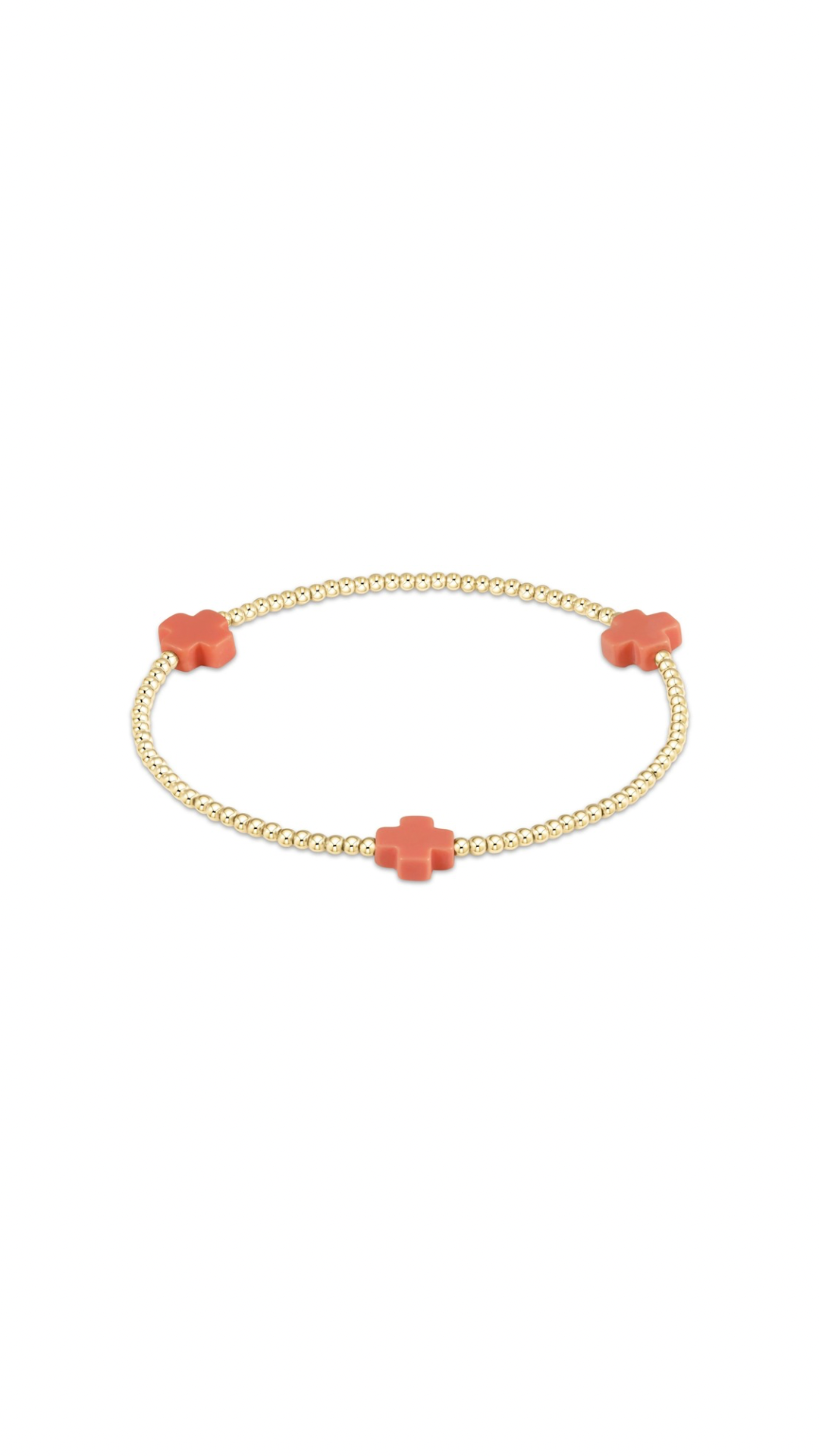 Enewton Signature Cross Gold Pattern 3mm Bead Bracelet-Coral