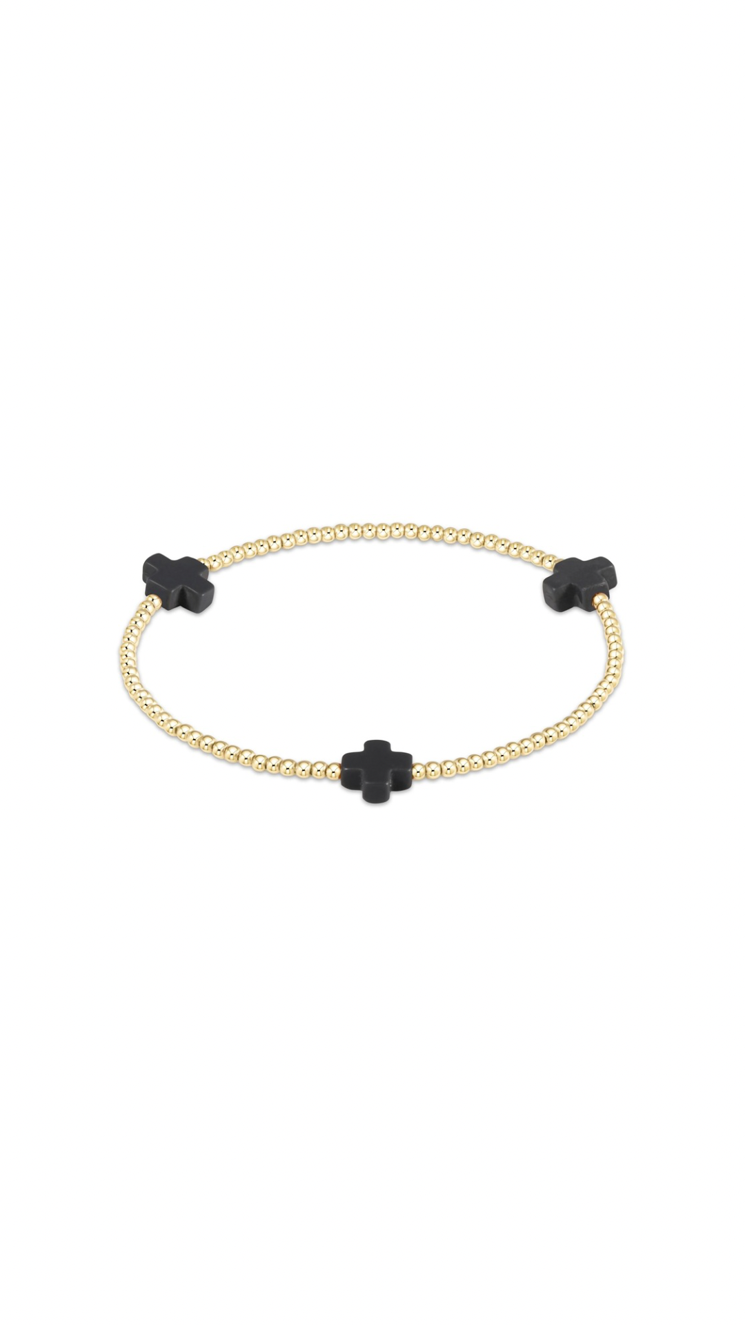 Enewton Signature Cross Gold Pattern 3mm Bead Bracelet-Charcoal