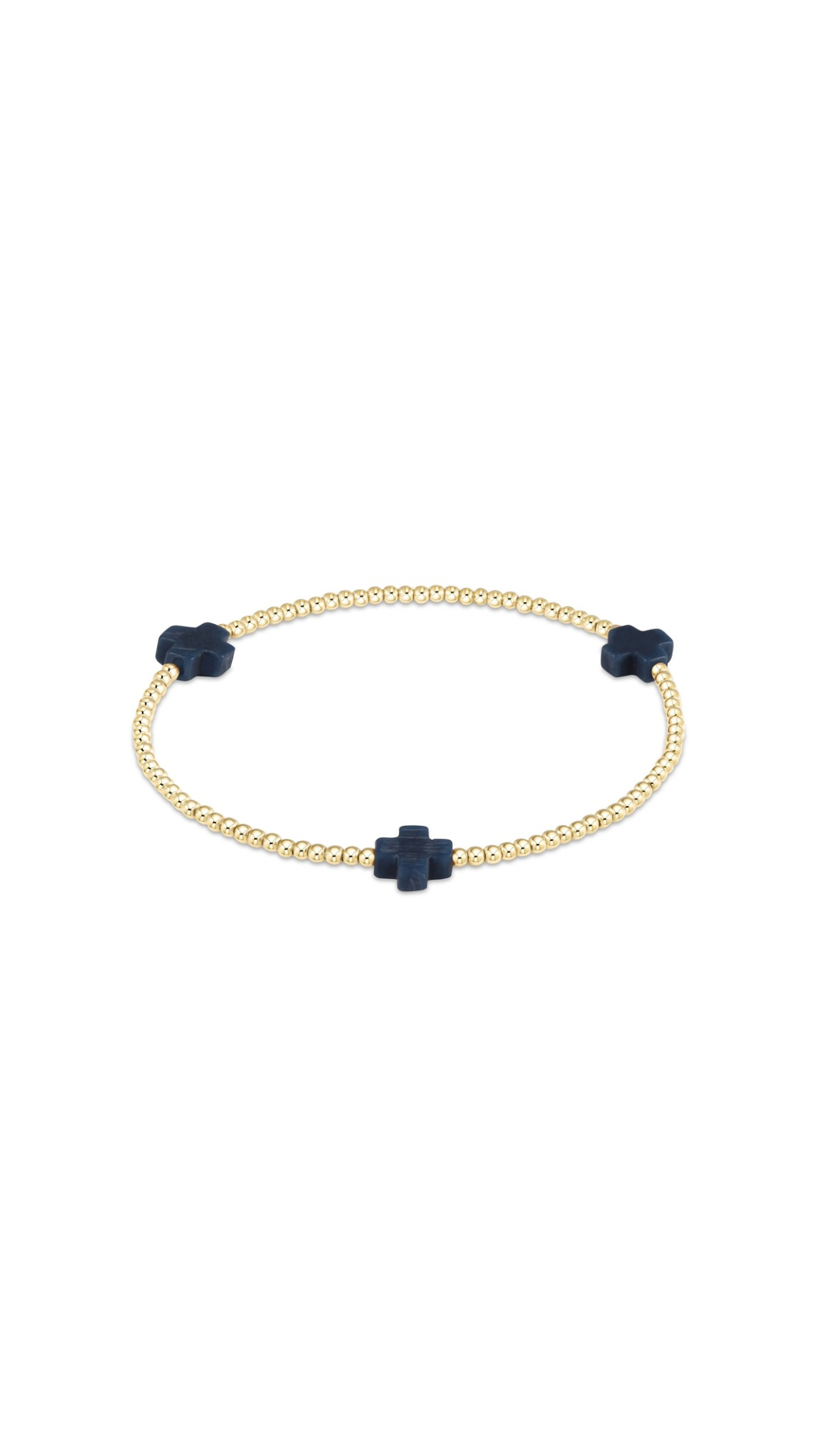 Enewton Signature Cross Gold Pattern 3mm Bead Bracelet-Navy