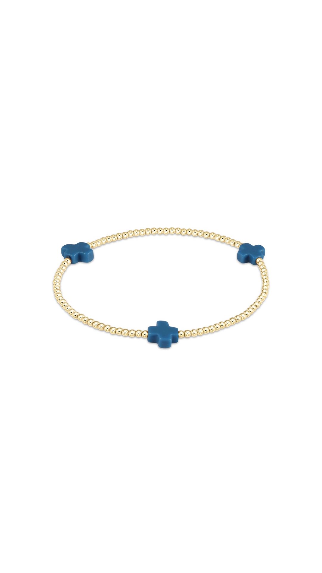 Enewton Signature Cross Gold Pattern 3mm Bead Bracelet-Cobalt