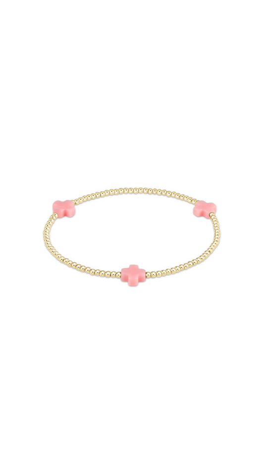 Enewton Signature Cross Gold Pattern 2mm Bead Bracelet-Pink