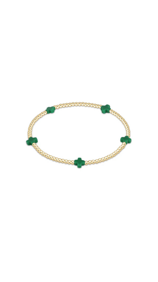 Enewton Signature Cross Small Gold Pattern 2mm Gold Bracelet-Emerald
